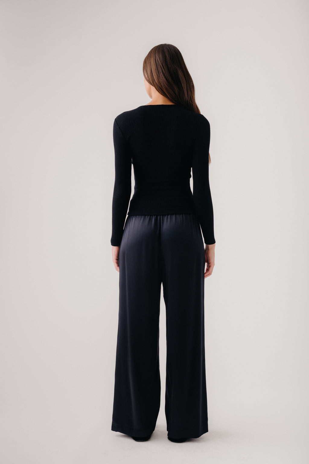 BRYNN WIDE LEG SILK PANT | BLACK