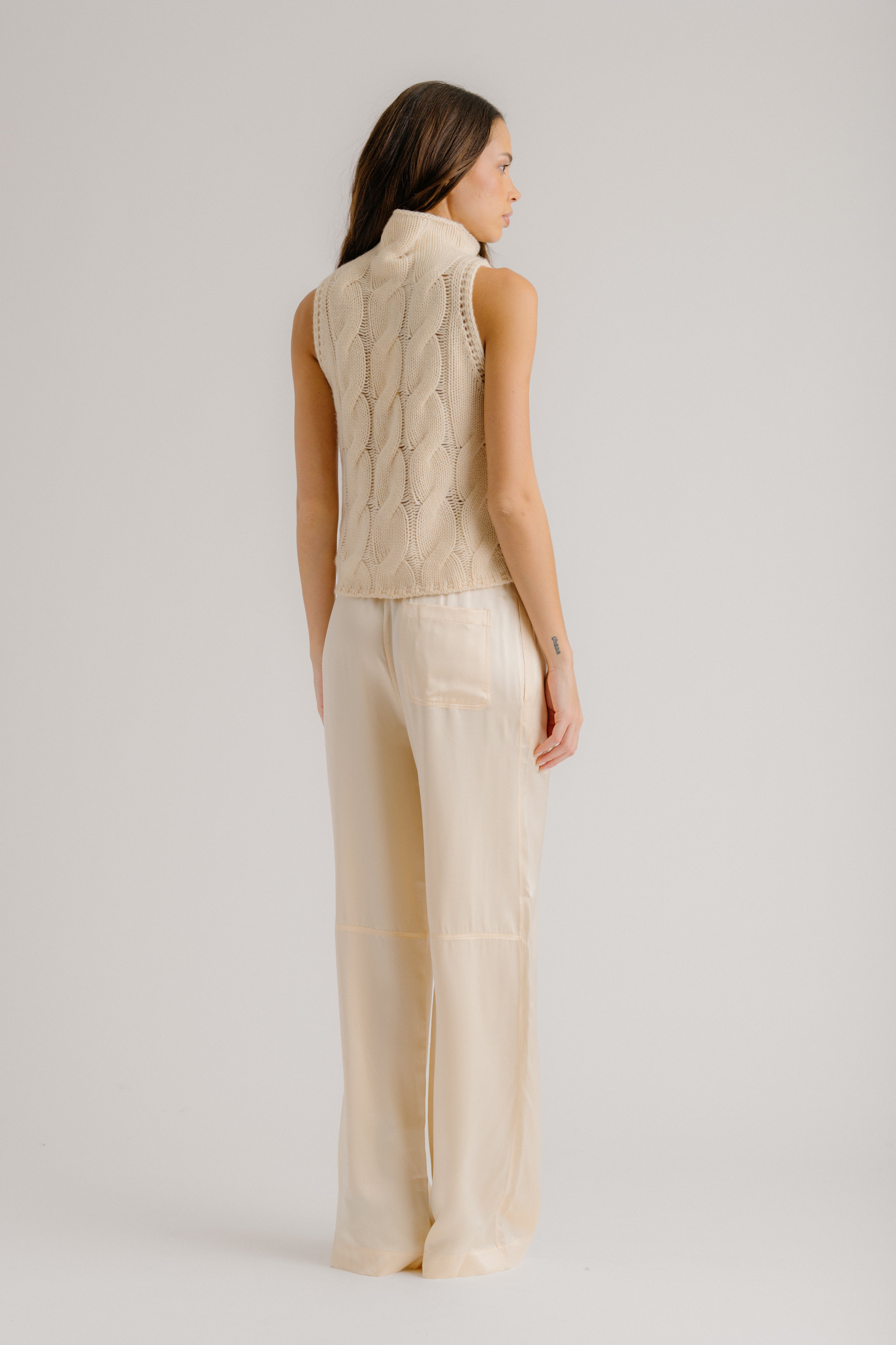 LEXI LOWER RISE RELAXED PULL ON PANT | BUTTERCREAM